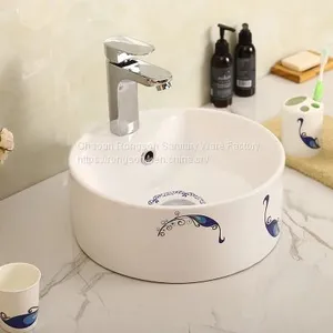 Chaozhou Suppiler Good Service Round Blue Decal Sink Basin thumbnail-1