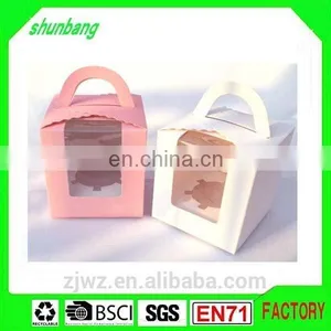 2015 Folding Art Paper White Color Paper Cake Box With Clear Pvc Window thumbnail-2