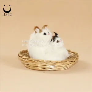 ITZZZ Lifelike Plush Furry Sitting Cat Realistic Pet Animal Figurine Home Decor Life Size Cat Model thumbnail-3