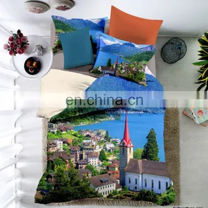 Luxury 3D Printed King Colored Microfiber Fitted Hotel Comfort Bedding Sets Duvet Cover Set thumbnail-4