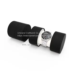 High-quality Cylindrical Watch Box, Single Watch Box, Leather Watch Ring Box, Roll Watch Box thumbnail-1