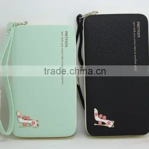 Carteira Feminina 2015 Famous Brand Wallet High Quality PU Leather Girl Cluth Double Zipper Purse Decorated With High Heeled thumbnail-1
