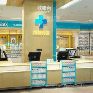 Lepin Pharmacy Shelf Medicine Nakajima Display Shelf Pharmacy Single Side Against the Wall Glass Shelf Counter Prescription Cabinet thumbnail-2