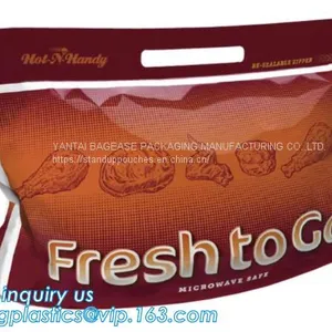 Barrier, Moisture Proof, Kraft Rotisserie Chicken Bags Hot Meal Packaging Deli Bag With Resealable Zipper Lock thumbnail-1