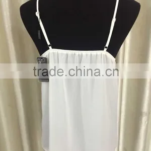 Tops With Narrow Straps With Stringer and Lace Simplely Style Chiffon Fabric thumbnail-2