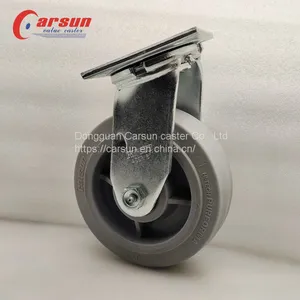 Heavy Duty Castor Gray Rubber TPR Caster Top Plate Casters 4/5/6/8 Inch Swivel Industrial Caster Wheels thumbnail-4
