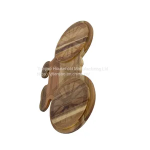 Wholesale Custom New Design Bicycle Shape Acacia Wood Serving Tray Pizza Cutting Board Wiht Groove thumbnail-2