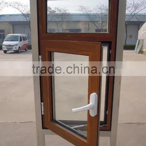 Wooden Color Aluminium Casement Windows Grill Design thumbnail-2