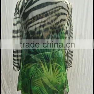 Chiffon Printed Blouse for Middle Aged Women thumbnail-2