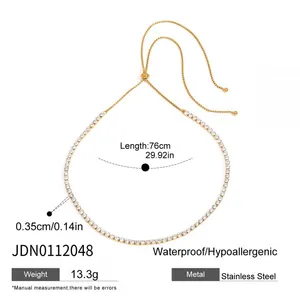 Stainless Steel Tennis Bracelet Gold Plated Cubic Zirconia Adjustable Waterproof Hypoallergenic Women Jewelry thumbnail-2