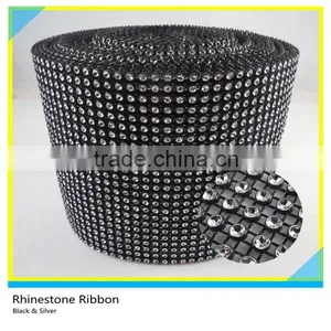 50 Rows 5 Yards Black Plastic Diamante Mesh Roll Loose Rhinestone Wrap thumbnail-4