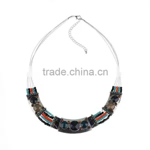 Ethnic Multi-layered Silver Chain Chunky Choker Statement Bib Jewellery Necklace thumbnail-1
