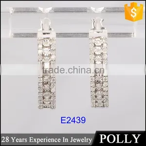 Fashion 925 Sterling Silver Pave Setting Zircon Hoop Earrings Wholesale thumbnail-2