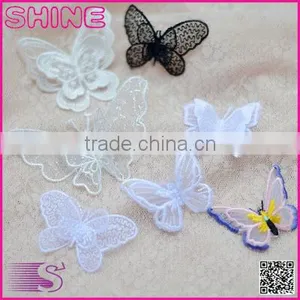 7*5cm China Factory Cheap Sew on DIY Accessory Polyester Organza Embroidery Coloruful Butterfly Patch thumbnail-1