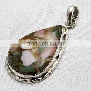Design Bezel Setting Fuchsite Pendant, Gemstone Silver Jewellery, Silver Jewellery India thumbnail-3