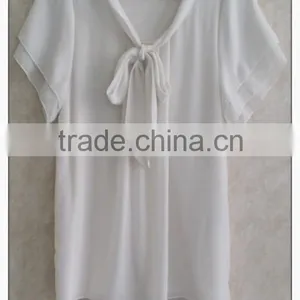 Sailor Collar Chiffon T-shirt Sweet Bow Girl White Tshirt thumbnail-2