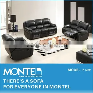 Black Modern Leather Recliner Sofa Set thumbnail-4