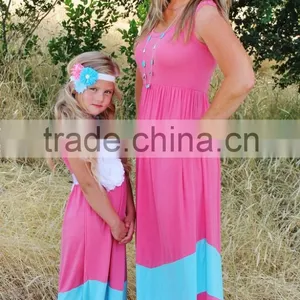 2015 Hot Selling Family Clothes, Mother and Child/daughter Dress Clothing Design Set, Mommy and me Maxi Dress thumbnail-4