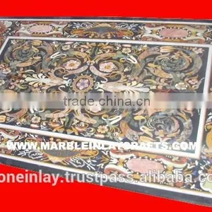 Stone Inlay Tables, Marble Inlay Dining Table, Marfble Table Top, Marble Table Inlay Top, Decorative Marble Tables thumbnail-1