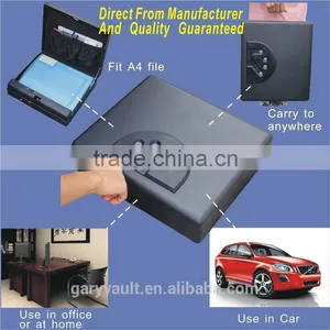 Wholesale- MS550 Micro Vault Biometric Fingerprint Car Handgun Pistol A4 Office Document Security Storage Portabe Steel Safe Box thumbnail-1