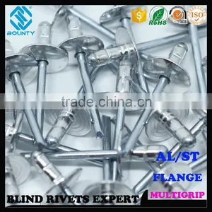 HIGH QUALITY FACTORY OPEN HEAD ALUMINUM STEEL LARGE FLANGE HEAD MULTI GRIP POP BLIND RIVETS thumbnail-4