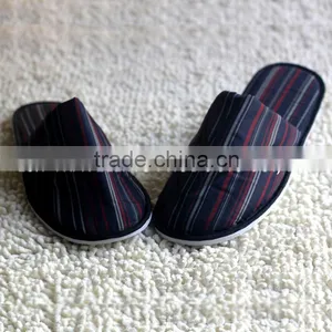 Mens Classic Grid Nap Fabric Closed Toe Hotel SPA Indoor Slippers thumbnail-6