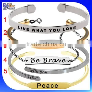 2016 Trend Silver Stainless Steel Personalized Mantra Bangle Bracelet for Women thumbnail-3
