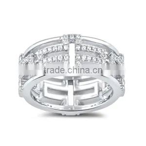 Hot Sale Sterling Silver Cross Eternity Cz Ring 925 thumbnail-1