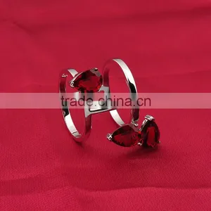 Red CZ Stone Knuckle Midi Rings thumbnail-5