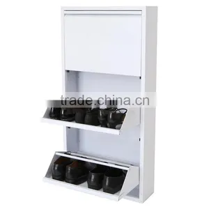 Cheap Three Drawers Steel Shoe Cabinet 30 Pair Metal Shoe Rack White Antique Store Shoe Cabinet thumbnail-1