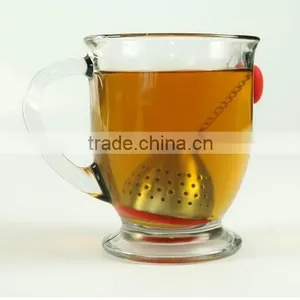TD-072-Cute Loose Leaf Stainless Steel Tea Infuser With Silicone Drip Tray- Burgundy Red Color thumbnail-6