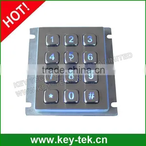 12 Keys 4X3 Backlit Stainless Steel Keypad With 0.45mm Short Stroke thumbnail-2