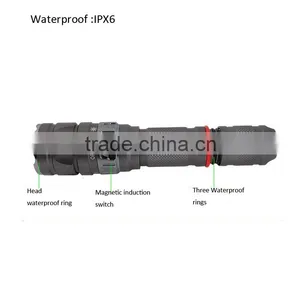 C89 Aluminum Alloy 500lumens High Power Wateroroof Rechargeable Flashlight Diving Torch With 5 Lighting Modes thumbnail-2