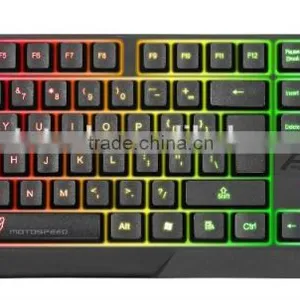 USB 7 Colors Colorful LED Illuminated Ergonomic Backlight Gaming Wired Keyboard for Laptop PC thumbnail-1
