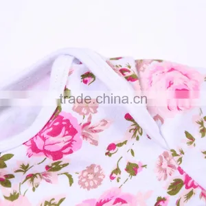 Hot Sale Christmas Pink Flower Lace Ruffles Plain Baby Rompers thumbnail-6