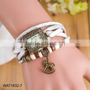 Vintage Blue Leather Ladies Bracelet Wrist Watch thumbnail-2