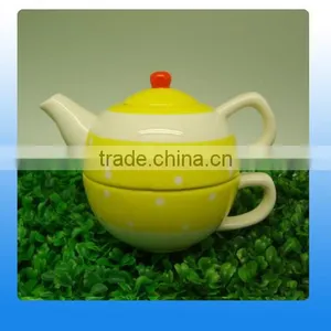 Creative Design Ceramic Tea Cup Pot in One With Stripe Painting Supplier's Choice thumbnail-6