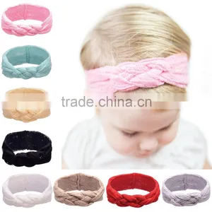 Wholesale 2016 New Knitting Cross Lace Headbands For Baby Girls / OEM Wholesale Kids or Women Elastic Wide Lace Headband thumbnail-1