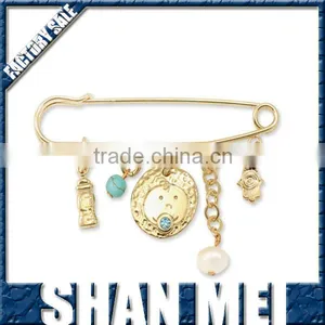 Baby Boy Newborn Gift Carriage Pin Hamsa Evil Eye Protect Elements Gemstone Crystal Silver Jewelry thumbnail-1