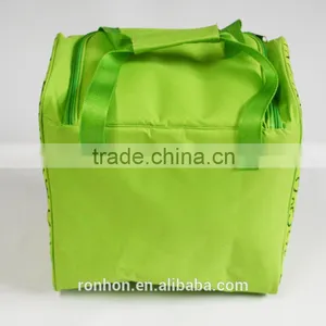 Green Color Canvas Camping Food Lunch Bag Can Cooler Bag thumbnail-3