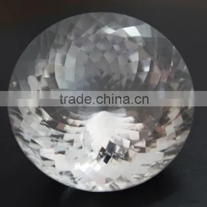 Natural Crystal Quartz Round Faceted Cut Colorless White Loose Gemstones thumbnail-2