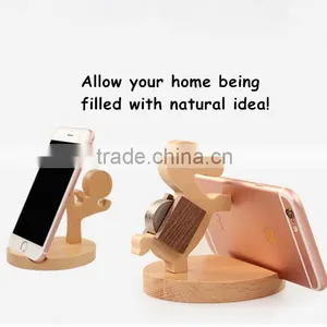 OCASE Lovely Creative Gift Item Mobile Phone Holder Natural Beech Wood Tablet Stand Model thumbnail-2