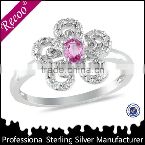 925 Sterling Silver Pink Diamond Engagement Ring thumbnail-1