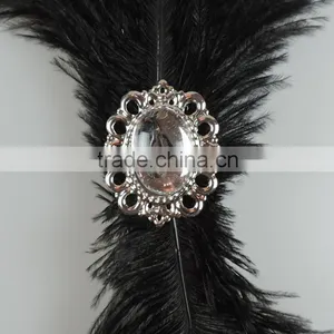 New Black Ostrich Feather Headdress Hair Accessories thumbnail-3