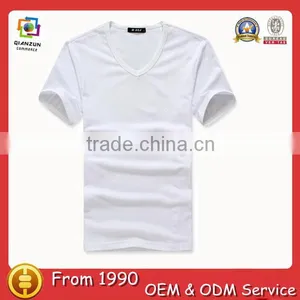 V-neck Cotton T-shirts Blank Men Wholesale Plain White T-shirts thumbnail-1