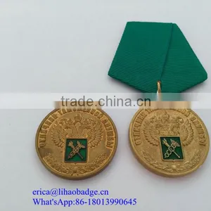 Personalized Russian Style Pressing Flat Iron Brass Diamante Rhinestone Military Russia Medals With Ribbon thumbnail-5