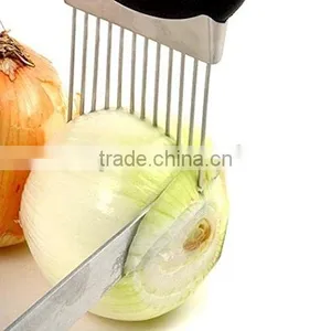 Onion Holder Vegetable Potato Cutter Slicer Gadget Stainless Steel Fork Slicing Helper Kitchen Tool Aid Gadget Cutting Chopper thumbnail-5