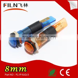 IP67 Hot Sales High Light Waterproof Plastic 8mm 24v Yellow Signal Light thumbnail-3