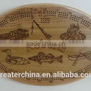 Oval Wood Cribbage Board thumbnail-1