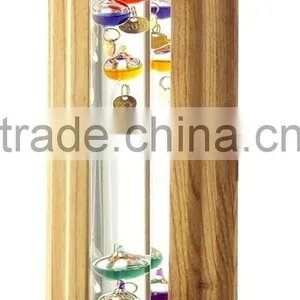 Wooden, High Borosilicate Glass Galileo Thermometer thumbnail-1